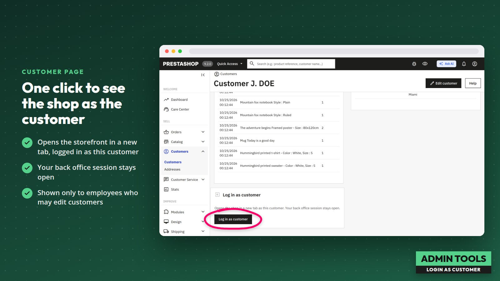 Se connecter en tant que client