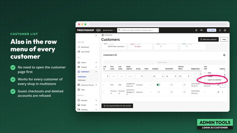 Login as Customer