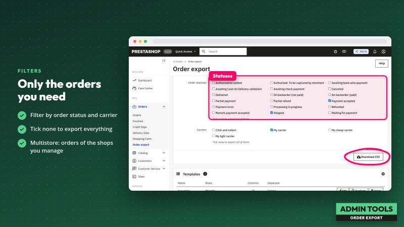 Order Export to Excel