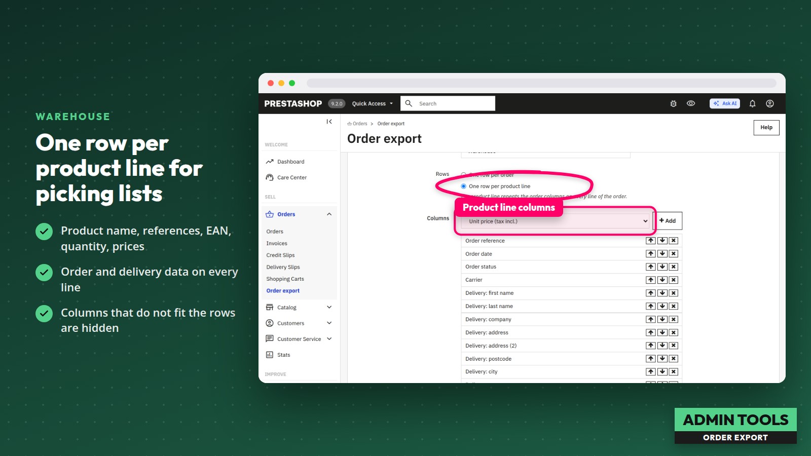Order Export to Excel