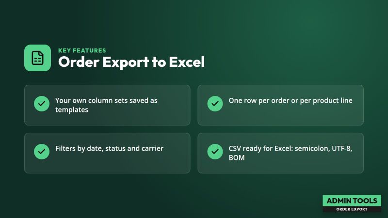 Order Export to Excel