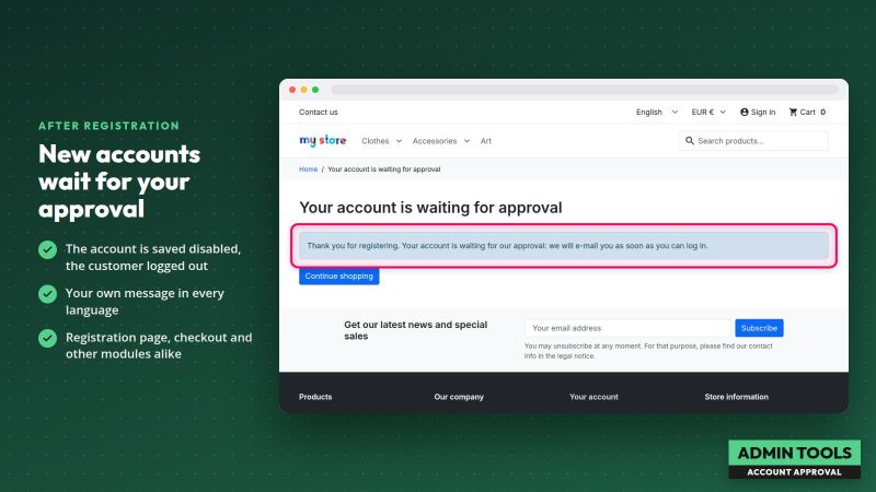 Validation des comptes clients