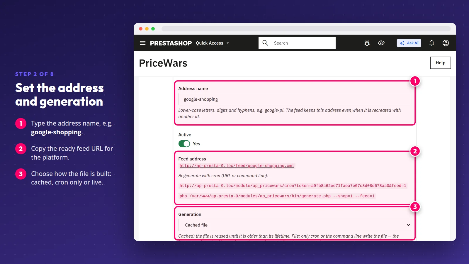 PriceWars: Set the address and generation
