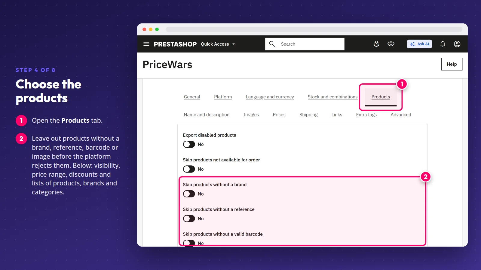 PriceWars: Choose the products